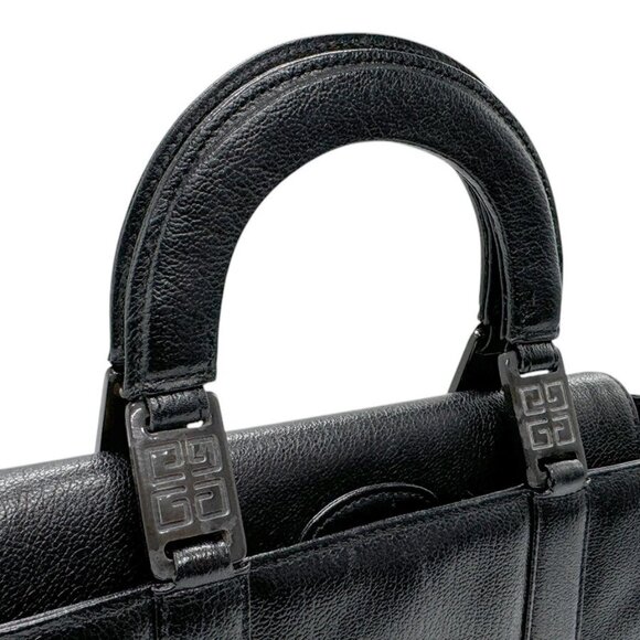 Auth GIVENCHY Handbag Black Leather/Plastic - - Picture 9 of 12